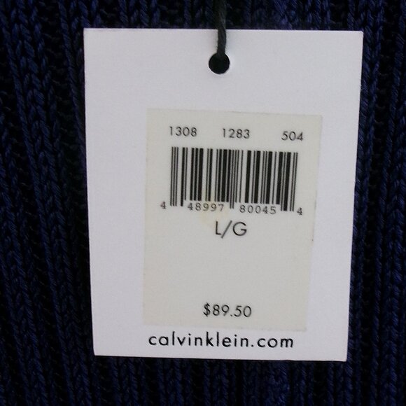 New Calvin Klein Navy Blue Open Front Cardigan Sweater L / M  3/4 Sleeves NWT - Picture 9 of 11